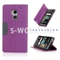 Kožený obal HTC One Max T6 - Wallet Matt - fialová