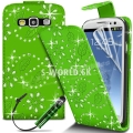 Kožený obal Samsung Galaxy S III - Diamond Flip - zelená
