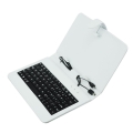 Univerzálny kožený obal BLUN s klávesnicou s micro/mini USB pre 10,1“ tablety - biela