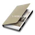 Kožený obal Sony Xperia M4 Aqua - Flip Cover - zlatá