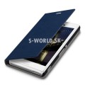 Kožený obal Sony Xperia M4 Aqua - Flip Cover - tmavo-modrá