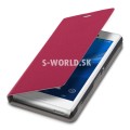 Kožený obal Sony Xperia M4 Aqua - Flip Cover - ružová