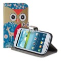 Kožený obal Samsung Galaxy S3 - Wallet Owl Design 3