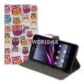 Kožený obal Sony Xperia Z1 Compact - Wallet Owl Design 2