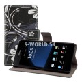 Kožený obal Sony Xperia Z1 Compact - Wallet Swirl čierna