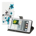 Kožený obal Huawei Ascend G510 - Wallet Flower - modrá