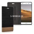 Kožený obal Huawei P8 Lite - Flip Duo čierno-zlatá
