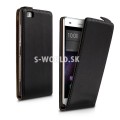 Kožený obal Huawei P8 Lite - Flip Slim - čierna