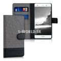 Kožený obal Huawei P8 Lite - Wallet Canvas - šedá