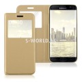 Kožený obal Samsung Galaxy S7 Edge - Easy View - zlatá