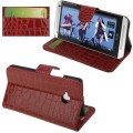 Kožený obal HTC One M7 - Croco Wallet - červená