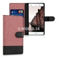 Kožený obal Huawei P8 Lite - Wallet Canvas - staroružová