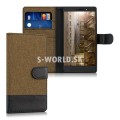 Kožený obal Huawei Honor 7 - Wallet Canvas - medená