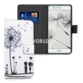 Kožený obal Huawei P9 - Wallet Love Couple biela