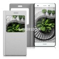 Kožený obal Huawei P8 Lite - Easy View - strieborná