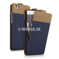 Kožený obal Huawei P8 Lite - Flip Canvas - modro-zlatá