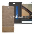 Kožený obal Huawei P8 Lite - Flip Duo - pieskovo-zlatá