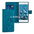 Kožený obal Sony Xperia M4 Aqua - Wallet Butterfly - modrá