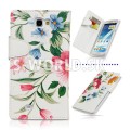 Kožený obal Samsung Galaxy Note II - Wallet Flowers Multi