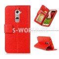 Kožený obal LG G2 D802 - Wallet Stand - červená