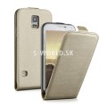 Kožený obal Samsung Galaxy S5 - Flip Slim - zlatá