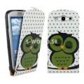 Kožený obal Samsung Galaxy S3 - Flip Owl Design 3