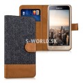 Kožený obal Samsung Galaxy J3 (2016) - Wallet Canvas - hnedá