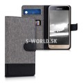 Kožený obal Samsung Galaxy J3 (2016) - Wallet Canvas - svetlo-šedá