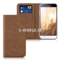 Kožený obal Samsung Galaxy J3 (2016) - Wallet Slim - hnedá koňak