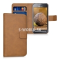 Kožený obal Samsung Galaxy Xcover 3 - Wallet - hnedá koňak