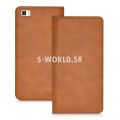 Kožený obal Huawei P8 Lite - Flip Cover - koňak