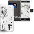 Kožený obal Huawei P9 Lite (2017) - Wallet Love Couple - biela
