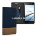 Kožený obal Sony Xperia M5 / M5 Dual - Flip Duo - tmavo-modrá