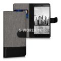 Kožený obal Lenovo K6 - Wallet Canvas - šedá