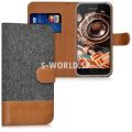 Kožený obal Samsung Galaxy A3 (2017) - Wallet Canvas - antracit