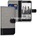 Kožený obal Samsung Galaxy A3 (2017) - Wallet Canvas - šedá