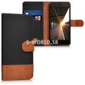 Kožený obal Lenovo K6 - Wallet Canvas - antracitová