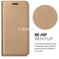 Kožený obal Huawei P10 Lite - Flip Cover - zlatá