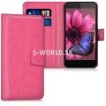 Kožený obal Lenovo K6 - Wallet Butterfly - ružová