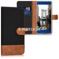 Kožený obal Huawei Honor 9 - Wallet Canvas - čierno-hnedá
