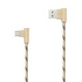 Textilný dátový kábel micro USB zlatý lomený 2m 2.4A
