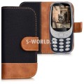 Kožený obal Nokia 3310 (2017) - Wallet Canvas - čierno-hnedá