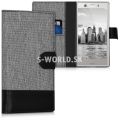 Kožený obal Sony Xperia XZ1 Compact - Wallet Canvas - šedá