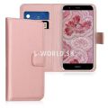 Kožený obal Huawei P10 Lite - Wallet - zlato-ružová