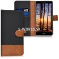 Kožený obal Huawei Honor 6X - Wallet Canvas - čierno-hnedá