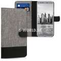 Kožený obal Huawei Honor 9 Lite - Wallet Canvas - šedá