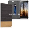 Kožený obal Lenovo Vibe C2 - Flip Duo - antracitovo-hnedá