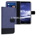 Puzdro pre Huawei P Smart - Wallet Canvas - tmavo-modrá