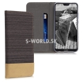 Puzdro pre Huawei P20 Lite - Flip Canvas - čierno-hnedá