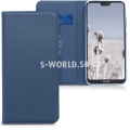 Koženkový obal Huawei P20 Lite - Flip Cover - tmavo-modrá